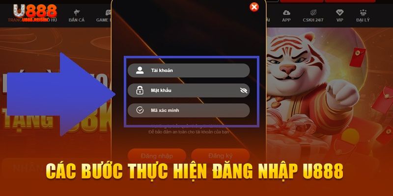 Hình thức đăng nhập U888 đơn giản